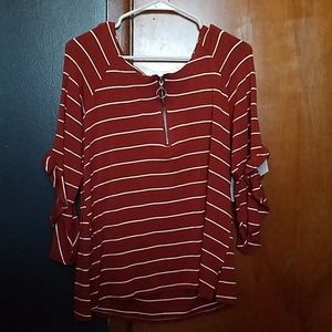 Stripey orange long sleeve shirt